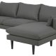 SOFAKONCEPT Cozy 2 pers. sofa, m. hjre chaiselong og 2 puder - mrkegr stof og sort bg