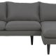 SOFAKONCEPT Cozy 2 pers. sofa, m. hjre chaiselong og 2 puder - mrkegr stof og sort bg