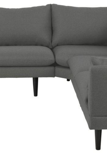 SOFAKONCEPT Cozy hjrnesofa, m. 2 puder - mrkegr stof og sort bg