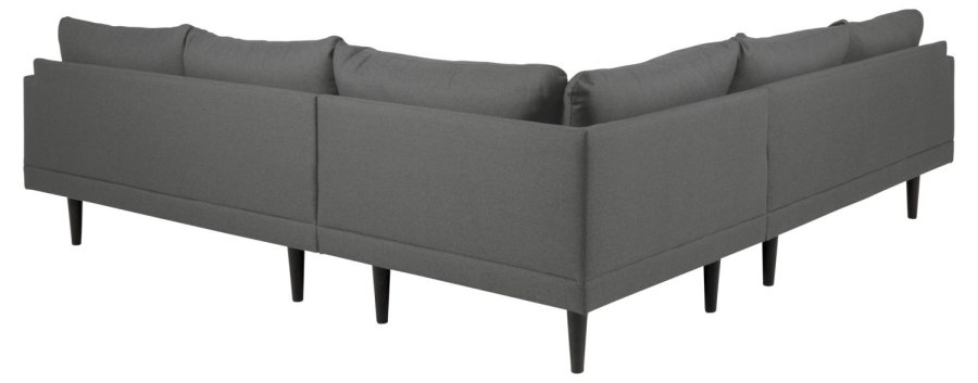 SOFAKONCEPT Cozy hjrnesofa, m. 2 puder - mrkegr stof og sort bg