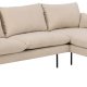 SOFAKONCEPT Cozy 2 pers. sofa, m. hjre chaiselong og 2 puder - creme stof og sort metal