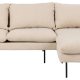SOFAKONCEPT Cozy 2 pers. sofa, m. hjre chaiselong og 2 puder - creme stof og sort metal