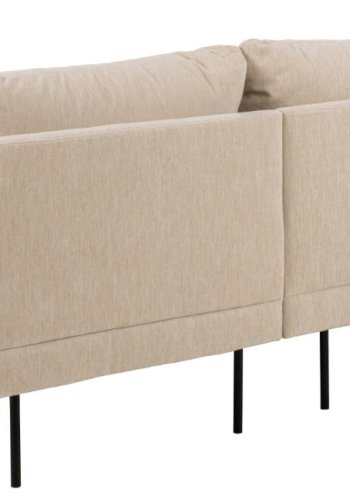 SOFAKONCEPT Cozy 2 pers. sofa, m. hjre chaiselong og 2 puder - creme stof og sort metal