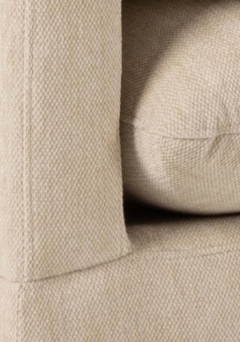 SOFAKONCEPT Cozy 2 pers. sofa, m. hjre chaiselong og 2 puder - creme stof og sort metal