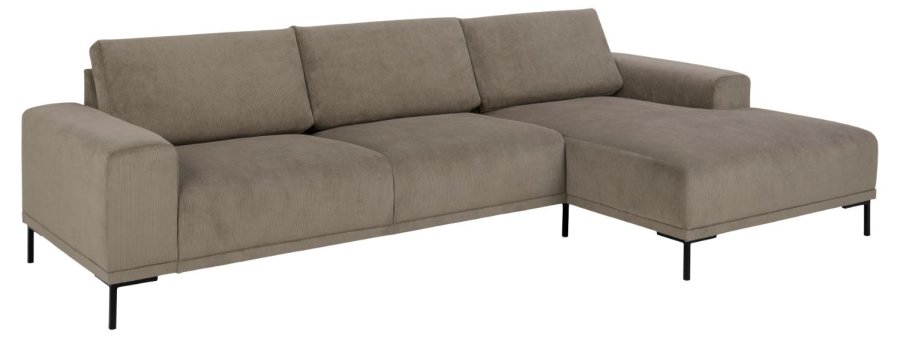 SOFAKONCEPT Noora 3 pers. sofa, m. hjre chaiselong - beige stof og sort metal