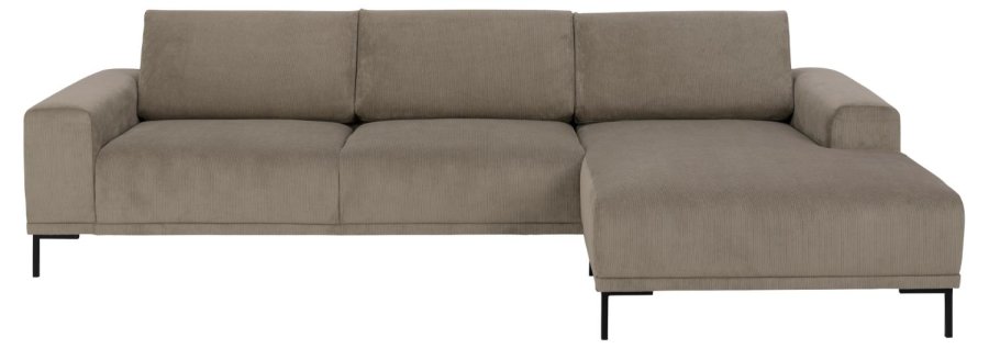 SOFAKONCEPT Noora 3 pers. sofa, m. hjre chaiselong - beige stof og sort metal