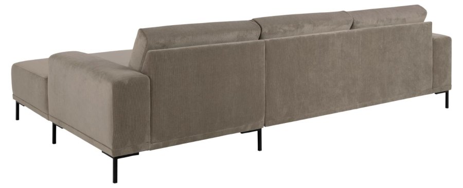 SOFAKONCEPT Noora 3 pers. sofa, m. hjre chaiselong - beige stof og sort metal