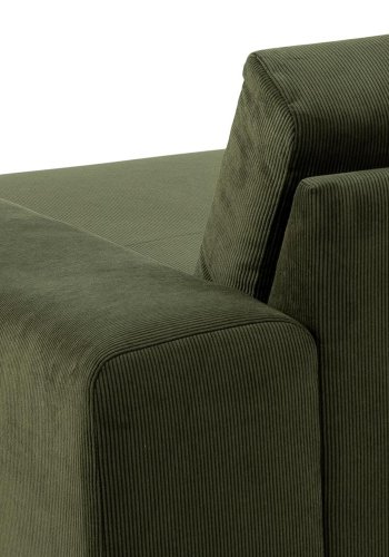 SOFAKONCEPT Noora 3 pers. sofa, m. hjre chaiselong - olivengrn stof og sort metal