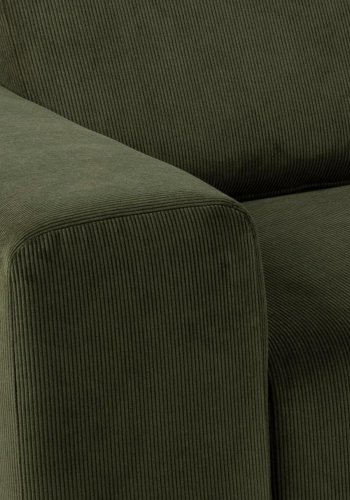 SOFAKONCEPT Noora 3 pers. sofa, m. hjre chaiselong - olivengrn stof og sort metal