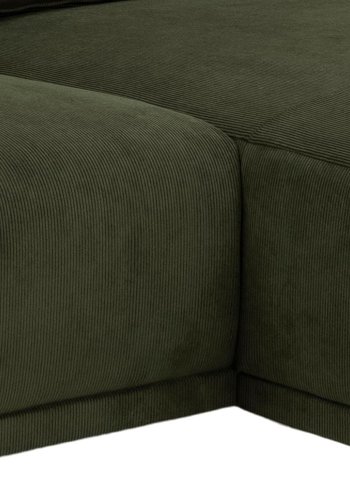 SOFAKONCEPT Noora 3 pers. sofa, m. hjre chaiselong - olivengrn stof og sort metal