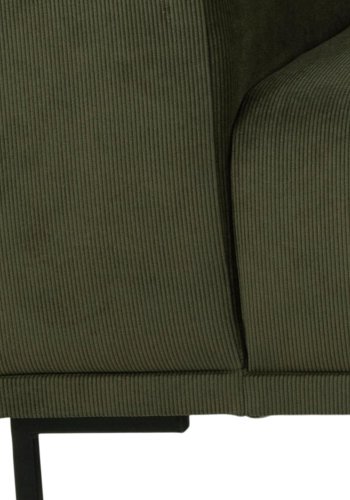 SOFAKONCEPT Noora 3 pers. sofa, m. hjre chaiselong - olivengrn stof og sort metal