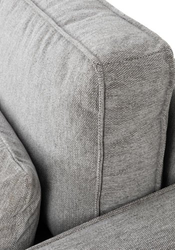 SOFAKONCEPT Cilla hjrnesofa, m. venstre hvilemodul og 5 puder - lysegr stof og sort polypropylen