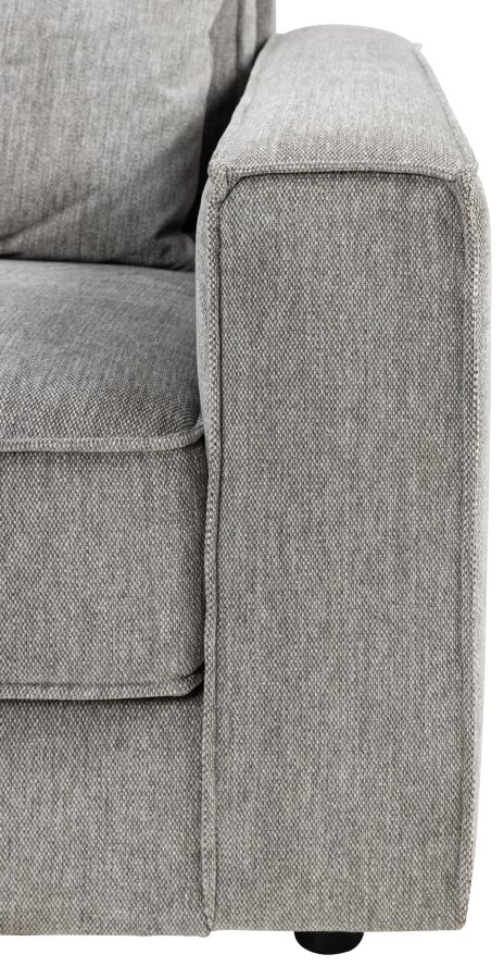 SOFAKONCEPT Cilla hjrnesofa, m. venstre hvilemodul og 5 puder - lysegr stof og sort polypropylen