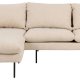 SOFAKONCEPT Cozy 2 pers. sofa, m. venstre chaiselong og 2 puder - creme stof og sort metal