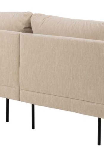 SOFAKONCEPT Cozy 2 pers. sofa, m. venstre chaiselong og 2 puder - creme stof og sort metal