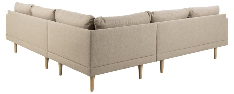 SOFAKONCEPT Cozy hjrnesofa, m. 2 puder - beige stof og natur bg