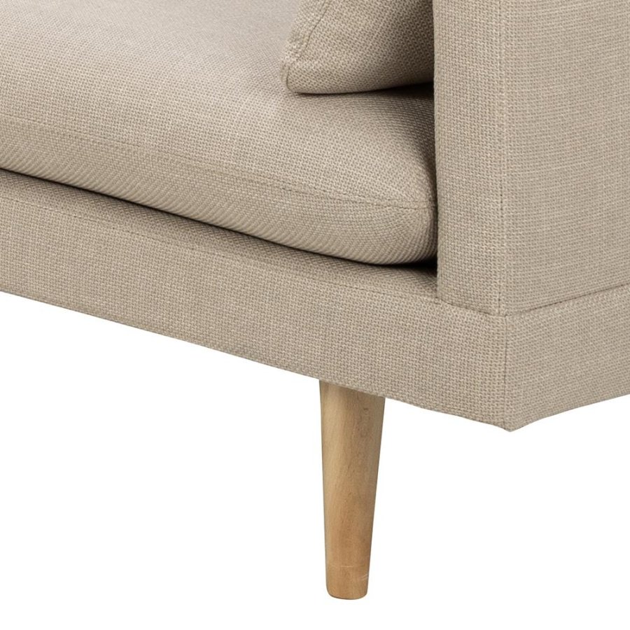 SOFAKONCEPT Cozy hjrnesofa, m. 2 puder - beige stof og natur bg