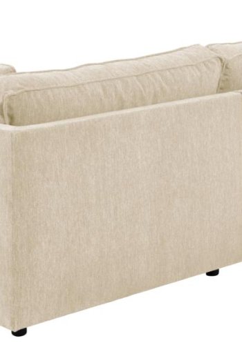 SOFAKONCEPT Cilla hjrnesofa, m. hjre hvilemodul og 5 puder - creme stof og sort polypropylen