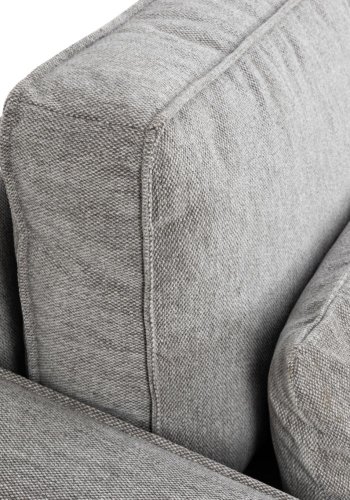 SOFAKONCEPT Cilla hjrnesofa, m. hjre hvilemodul og 5 puder - lysegr stof og sort polypropylen