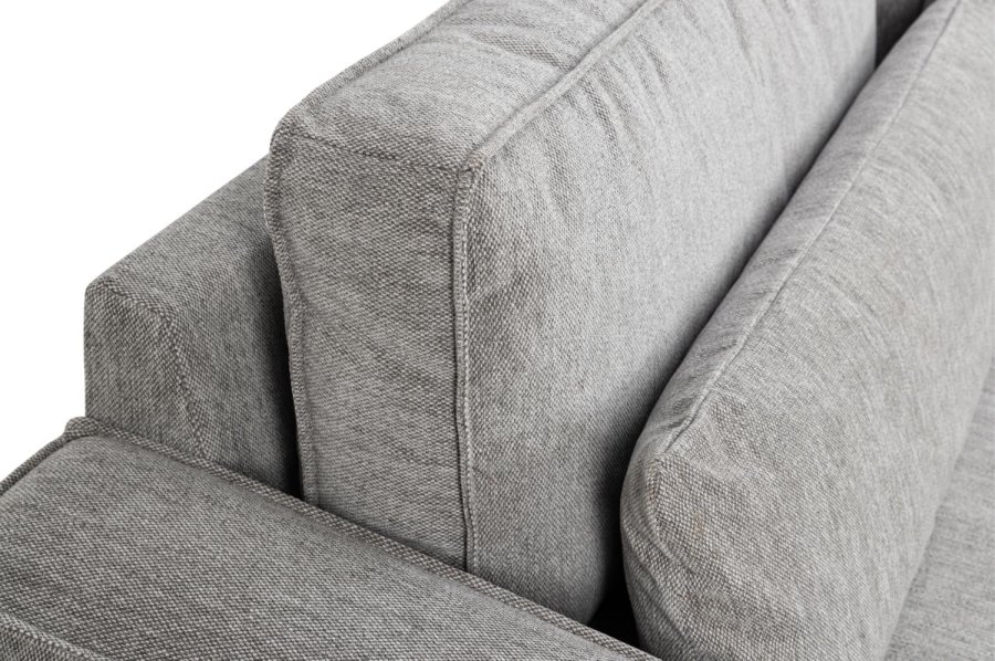 SOFAKONCEPT Cilla hjrnesofa, m. hjre hvilemodul og 5 puder - lysegr stof og sort polypropylen