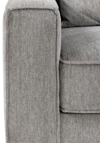 SOFAKONCEPT Cilla hjrnesofa, m. hjre hvilemodul og 5 puder - lysegr stof og sort polypropylen