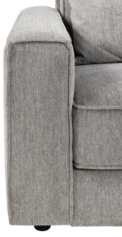 SOFAKONCEPT Cilla hjrnesofa, m. hjre hvilemodul og 5 puder - lysegr stof og sort polypropylen