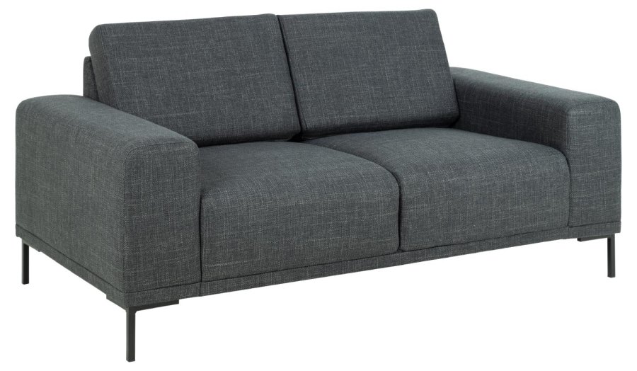 SOFAKONCEPT Noora 2 pers. sofa - mrkegr stof og sort metal