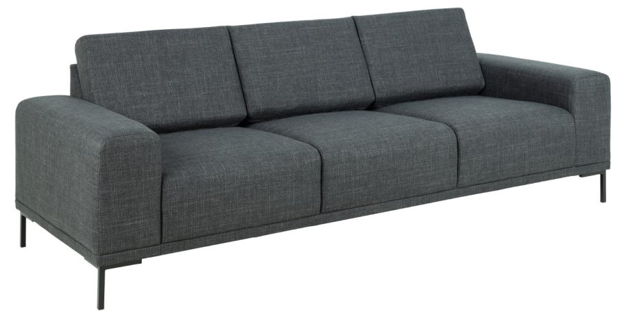 SOFAKONCEPT Noora 3 pers. sofa - mrkegr stof og sort metal