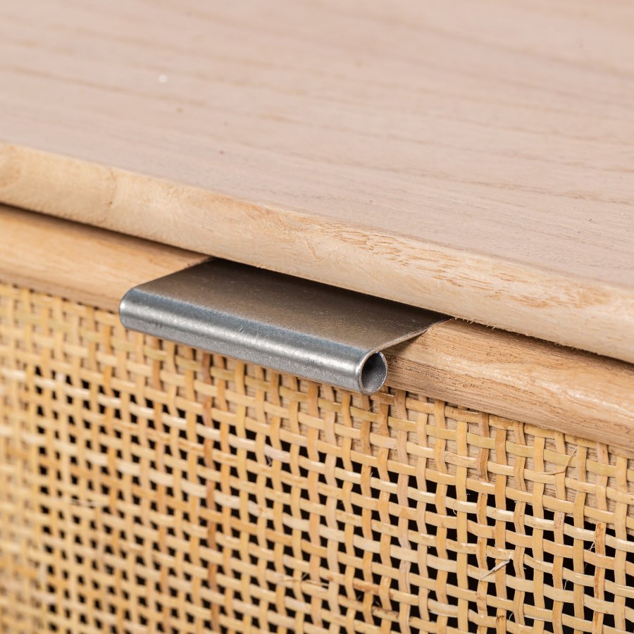 NORDLYS Akita TV-bord, m. 2 skuffer - brun rattan og tr (100x42)