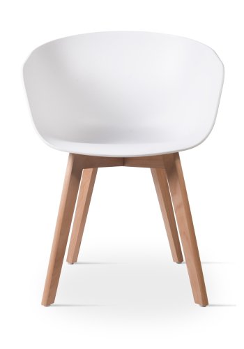 NORDLYS Alborg spisebordsstol, m. armln - hvid polypropylen og natur tr