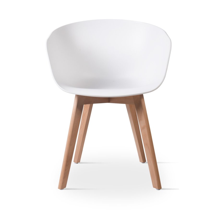 NORDLYS Alborg spisebordsstol, m. armln - hvid polypropylen og natur tr