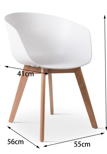 NORDLYS Alborg spisebordsstol, m. armln - hvid polypropylen og natur tr