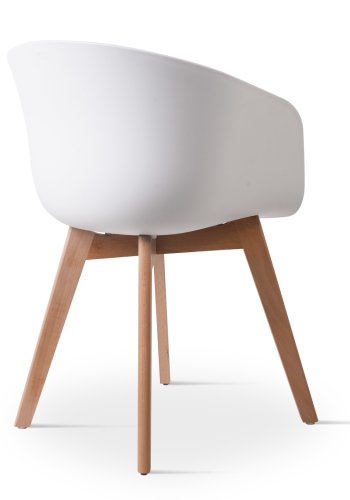 NORDLYS Alborg spisebordsstol, m. armln - hvid polypropylen og natur tr