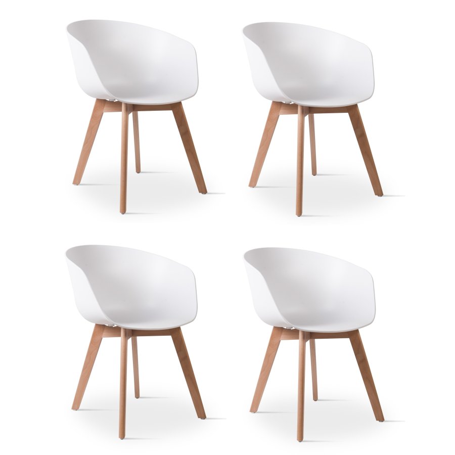 NORDLYS Alborg spisebordsstol, m. armln - hvid polypropylen og natur tr