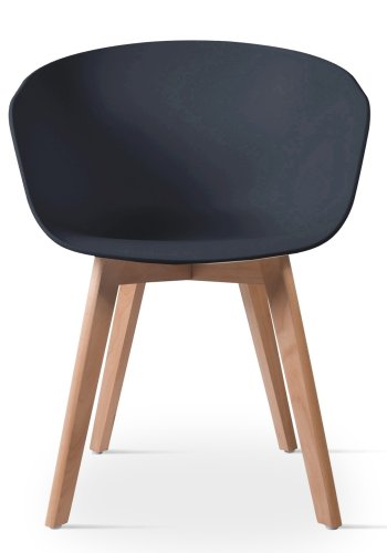 NORDLYS Alborg spisebordsstol, m. armln - sort polypropylen og natur tr