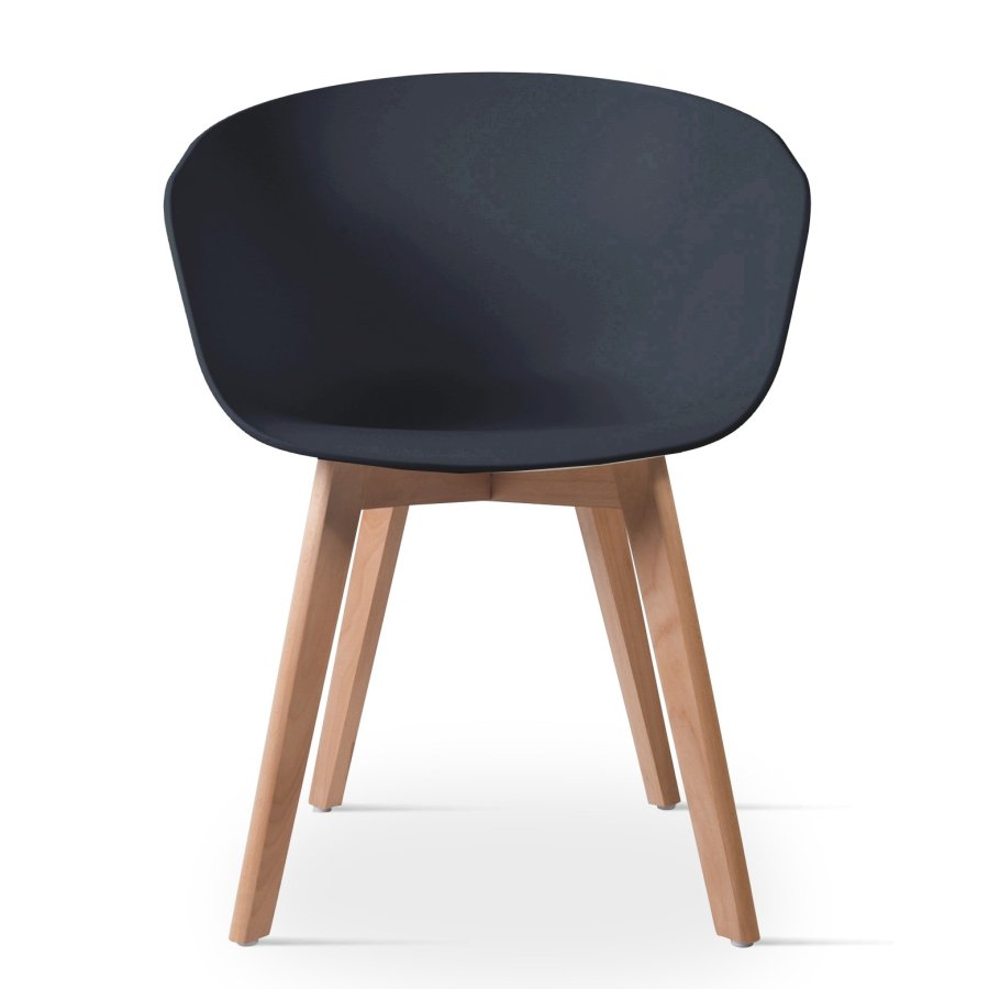 NORDLYS Alborg spisebordsstol, m. armln - sort polypropylen og natur tr