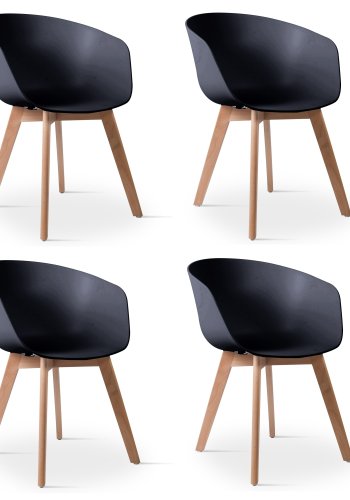 NORDLYS Alborg spisebordsstol, m. armln - sort polypropylen og natur tr