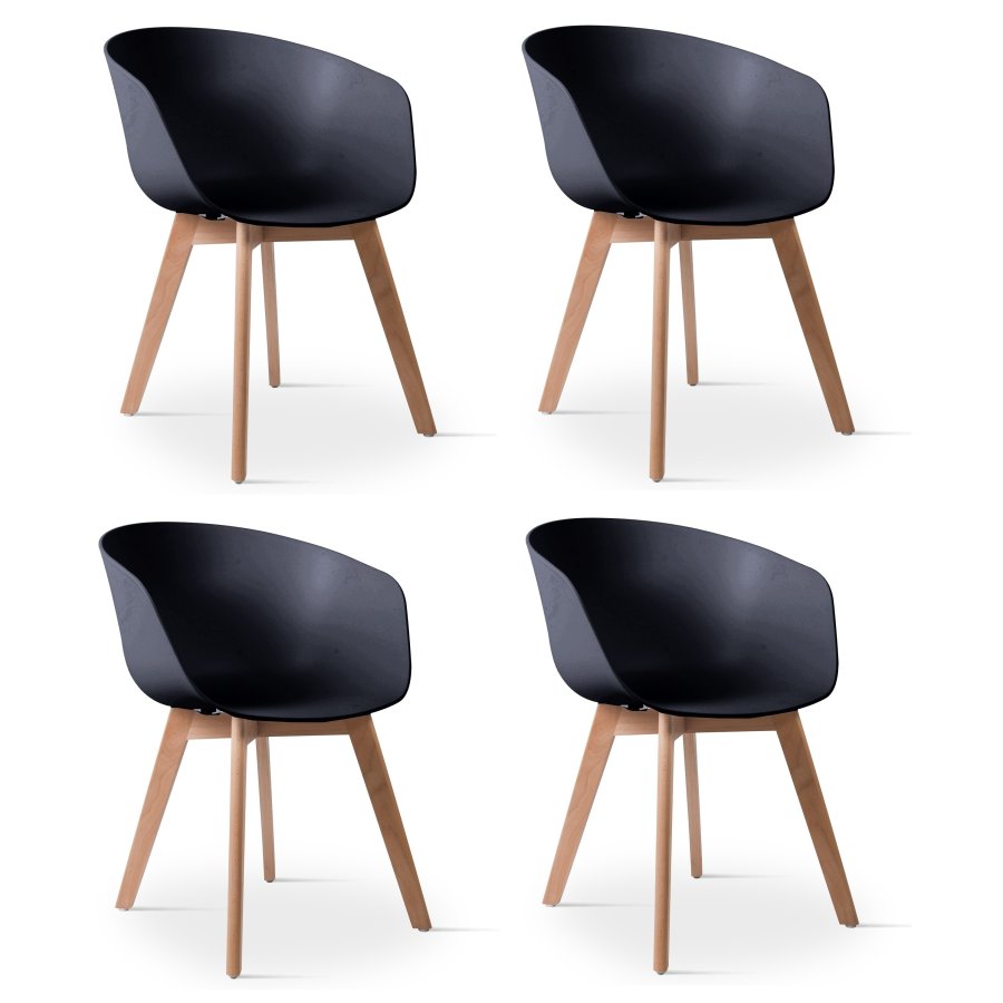 NORDLYS Alborg spisebordsstol, m. armln - sort polypropylen og natur tr