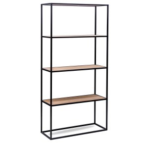 NORDLYS Arne bogreol, m. 4 hylder - brun tr og sort metal