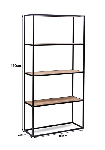 NORDLYS Arne bogreol, m. 4 hylder - brun tr og sort metal