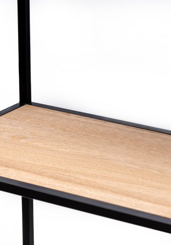 NORDLYS Arne bogreol, m. 4 hylder - brun tr og sort metal