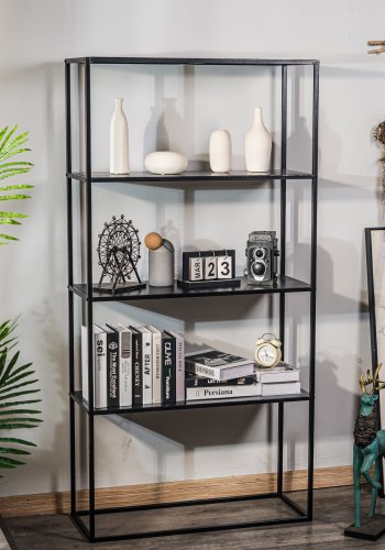 NORDLYS Arne bogreol, m. 4 hylder - sort metal