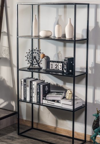 NORDLYS Arne bogreol, m. 4 hylder - sort metal