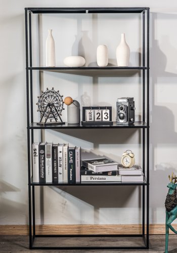 NORDLYS Arne bogreol, m. 4 hylder - sort metal
