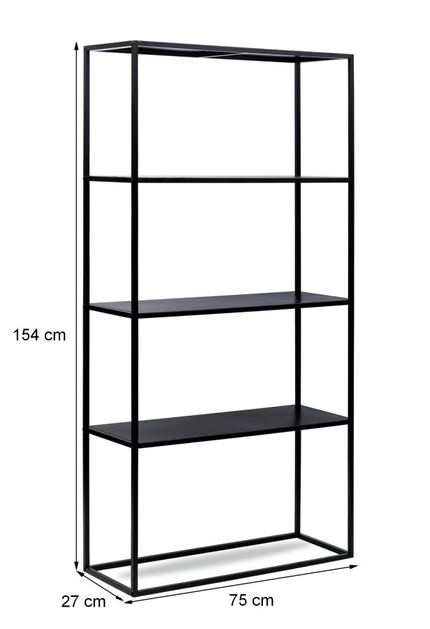NORDLYS Arne bogreol, m. 4 hylder - sort metal