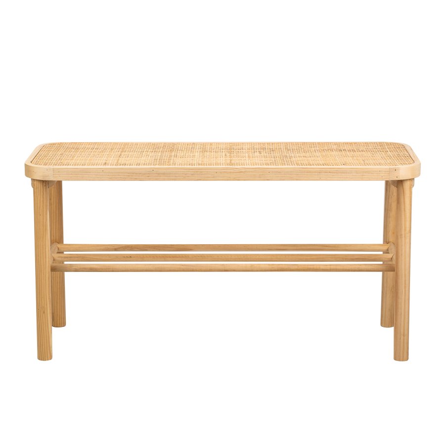 NORDLYS Asugi bnk, m. hylde - natur rattan og tr (90x35)