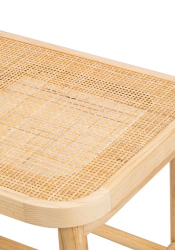 NORDLYS Asugi bnk, m. hylde - natur rattan og tr (90x35)