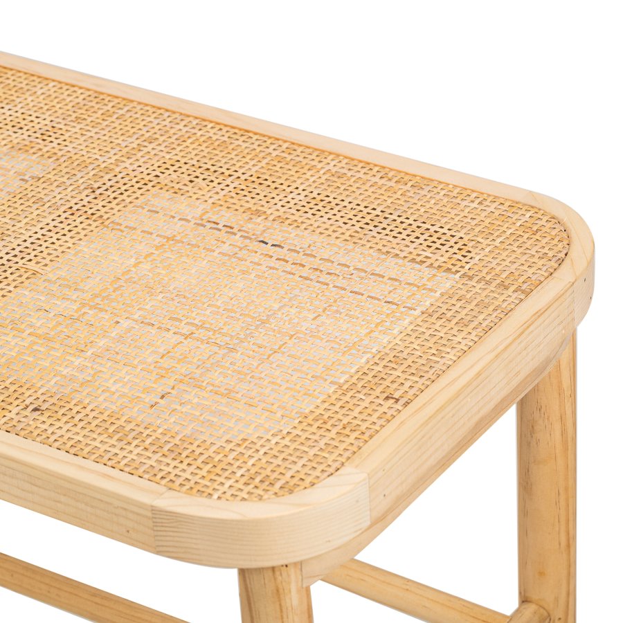 NORDLYS Asugi bnk, m. hylde - natur rattan og tr (90x35)
