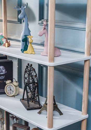 NORDLYS Auckland bogreol, m. 5 hylder - hvid og natur fyrretr