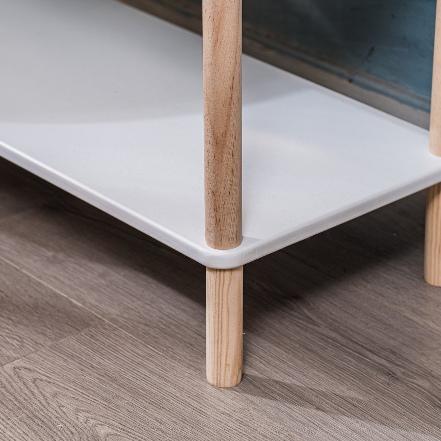 NORDLYS Auckland bogreol, m. 5 hylder - hvid og natur fyrretr